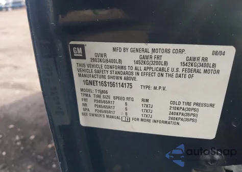 2005 Chevrolet Trailblazer Ext Ls from USA, damaged, VIN 1GNET16S156114175